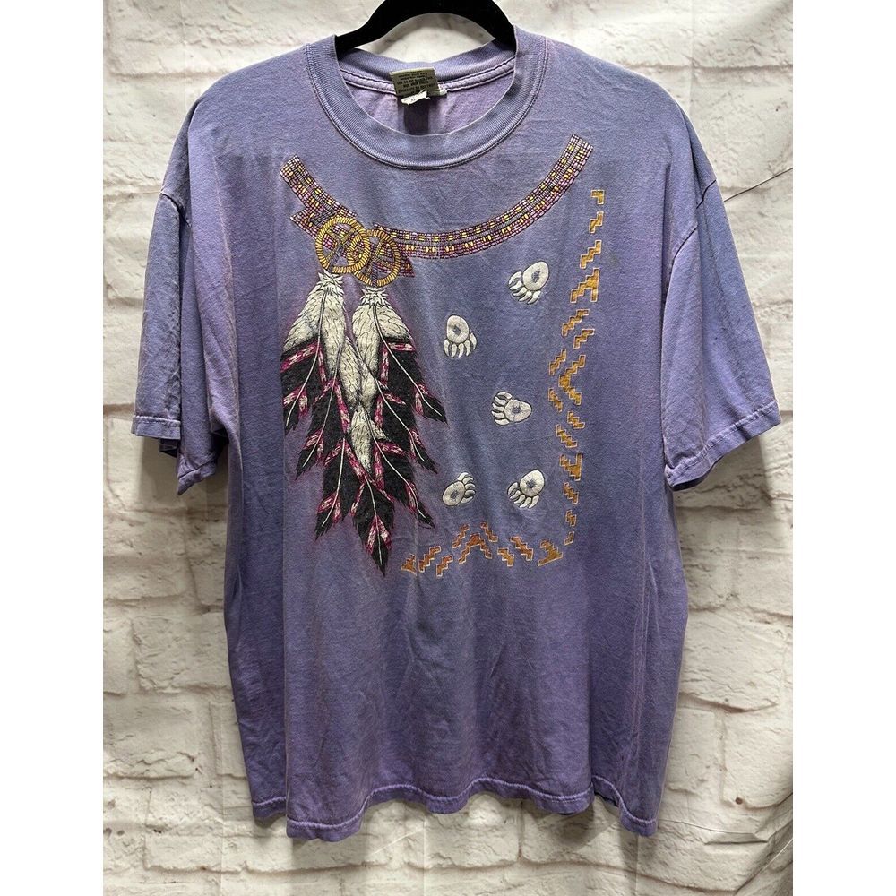 Vtg. Native American Tshirt Purple Size‎  XL Made In USA